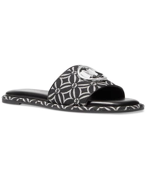 macys michael kors slids|Michael Kors leather slides.